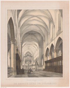 Interiör av Grote Kerk i Dordrecht Stora kyrkan i Dordrecht (titel på objekt) av Johannes Hermanus van der Heijden