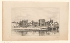 Rhens järnvägsstation i Amsterdam Station för Rhens järnväg (titel på objekt) av Johannes Hilverdink (possibly)