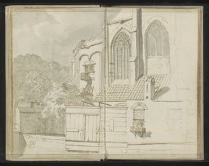 Baksidan av Nieuwe Kerk i Delft av Johannes Huibert Prins