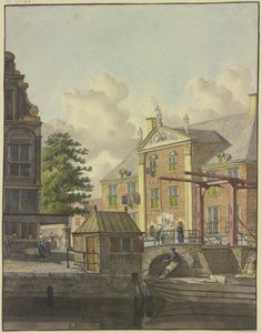 Slussport framför ett palats med en basrelief av Johannes Huibert Prins