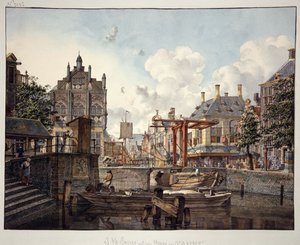 Stadsutsikt med vindbrygga av Johannes Huibert Prins