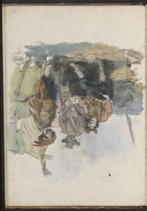 Tre män på en kaj av Johannes Huybertus van Hove Bzn