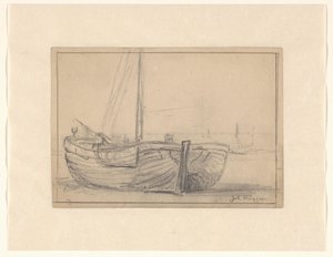 Bomschuit på stranden av Johannes Huygens (signed by artist)