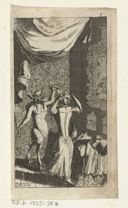 Den stolta djävulen Bokillustration för Simon de Vries, Seven Devils som styr och tjänar Hedendaeghsche Dienstmaegden, Amsterdam, 1682