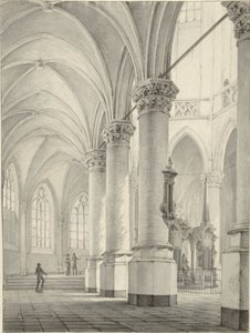 Interiör av den nya kyrkan i Delft av Johannes Jelgerhuis