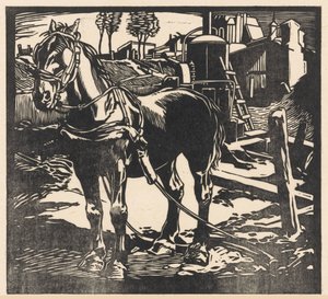 Spänd vagnhäst av Johannes Josephus Aarts (signed by artist)