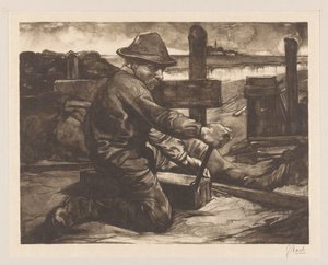 Arbetare med skiftnyckel av Johannes Josephus Aarts (signed by artist)