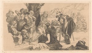 Män, kvinnor och barn vid ett träd av Johannes Josephus Aarts