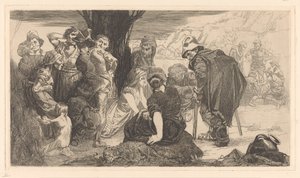 Män, kvinnor och barn vid ett träd av Johannes Josephus Aarts