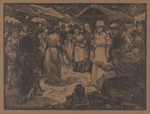 Marknadsscen med män och kvinnor av Johannes Josephus Aarts