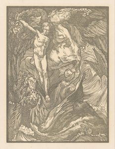 Perseus och sjömonstret Perseus och draken, tryck på holländskt papper av Johannes Josephus Aarts