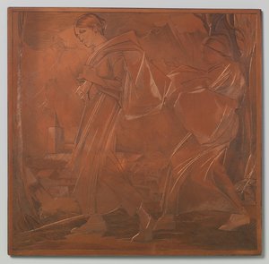 Två kvinnor, båda bär en väska av Johannes Josephus Aarts