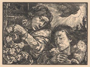 Två kvinnor vid en vinstock av Johannes Josephus Aarts