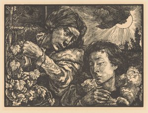 Två kvinnor vid en vinstock av Johannes Josephus Aarts