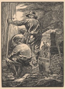 Fyra arbetare vid vattnet av Johannes Josephus Aarts