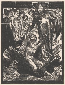 Kvinnliga figurer med man på fågelryggen av Johannes Josephus Aarts