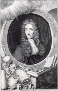 Porträtt av den ärade Robert Boyle (1627-91) graverad av George Vertue (1684-1756) 1749 av Johannes Kerseboom