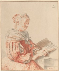 Ung flicka vid tangentbordet, 1767.