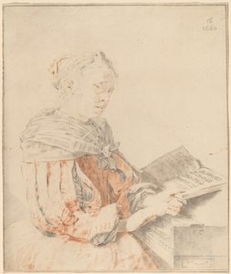 Ung flicka vid tangentbordet, 1767. av Johannes Kornlein