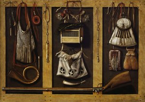 Stilleben med jaktutrustning, ca. 1660. av Johannes, Leemans