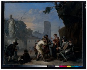 En Krog På En Piazza av Johannes Lingelbach