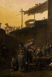 Drinkare framför ett italienskt värdshus av Johannes Lingelbach
