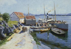 Färjekaj i västra Norge av Johannes Martin Grimelund
