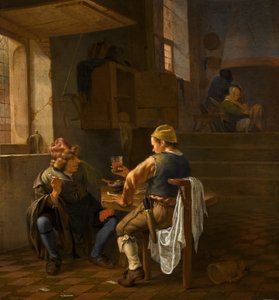 En tavernascen med bönder som röker och dricker av Johannes Natus