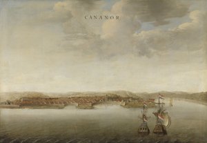 Vy över Cannanore på Malabarkusten i Indien Utsikt över Cananor på Malabarkusten i Indien Canor (titel på objekt) av Johannes Vinckboons (attributed to)