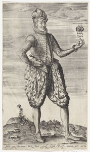 Okänd man med nejlika Verganckeliick dan (titel på objekt) av Johannes Wierix