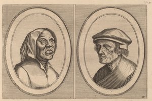 "Baef Schol-becx" och "Spruyt Vroegh-verorven" av Johannes and Lucas van Doetechum after Pieter Bruegel the Elder