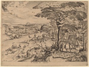 Pilgrimerna till Emmaus av Johannes and Lucas van Doetechum after Pieter Bruegel the Elder
