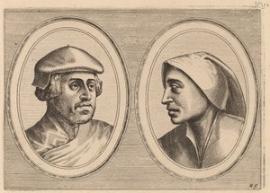 "Sincere Lammert" och "Deughdighe Geertruyd" av Johannes and Lucas van Doetechum after Pieter Bruegel the Elder