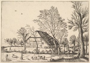 Gård, från De små landskapen, 1559-61. av Johannes van Doetecum I