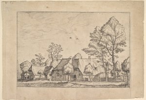 Stor gård med dragbrunn från Ikoner av gårdar och lantstugor från..., ca. 1559-61.