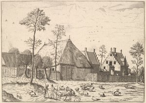 Skjul med stuga, från De små landskapen, 1559-61.