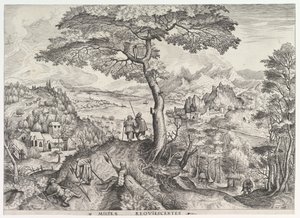 Soldiers at Rest Milites requiescentes from The Large Landscapes, ca. 1555-56.