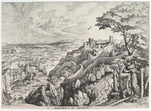 St. Hieronymus i vildmarken S. Hieronymus i Deserto från The Large Landscapes, ca. 1555-56. av Johannes van Doetecum I