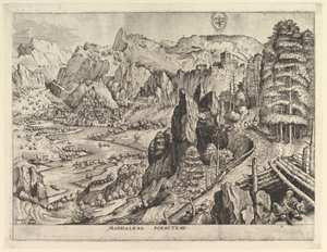 Den ångerfulla Magdalena Magdalena poenitens från De stora landskapen, ca. 1555-56. av Johannes van Doetecum I