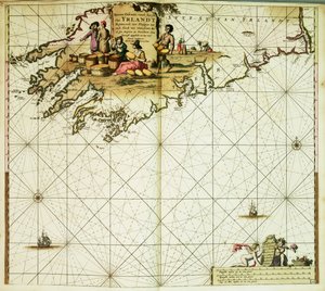 New pascaert, van de suyt syde van Yrlandt beginnende van Blasques tot ande Hoeck van Waterfoort. Ett sjökort inbundet i van Keulens "Great and Newly Enlarged Sea Atlas" eller Waterworld