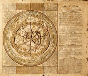 Himmelsk planisfär tillverkad av den holländska kartografen Johannes van Keulen (1654-1715). Stjärnbilderna är representerade och en rörlig cirkel gör det möjligt att följa stjärnornas position enligt månaden på året. Barcelona. Barcelonas sjöfartsmuseum