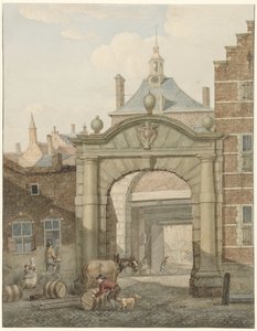 Utsikt genom en port i Dordrecht av Johannes van Lexmond
