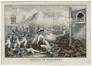 Slaget vid Monterey den 7 juli 1846, litho av Nathaniel Currier (1813-88) av John (after) Cameron