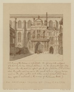 Södervy av ingången till Guildhall, City of London (litho) av John (after) Carter