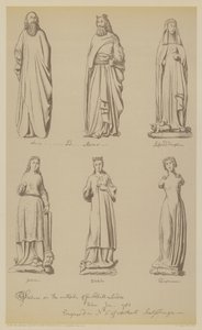 Statyer på utsidan av Guildhall, City of London (litho) av John (after) Carter
