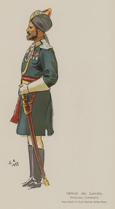 Officer 3rd Lancers, Hyderabad Contingent (färg litho)