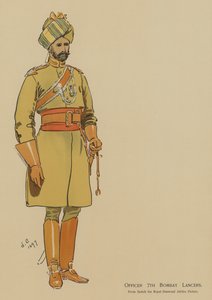 Officer 7th Bombay Lancers (färg litho) av John (after) Charlton