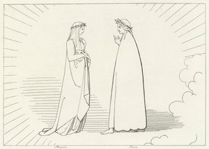 Beatrice och Dante, Paradise, Canto 7 (gravyr) av John (after) Flaxman