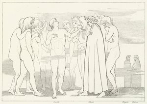 Casellas sång, skärselden, Canto 2 (gravyr) av John (after) Flaxman