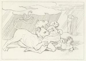 Cerberus, Inferno, Canto 6 (gravyr) av John (after) Flaxman